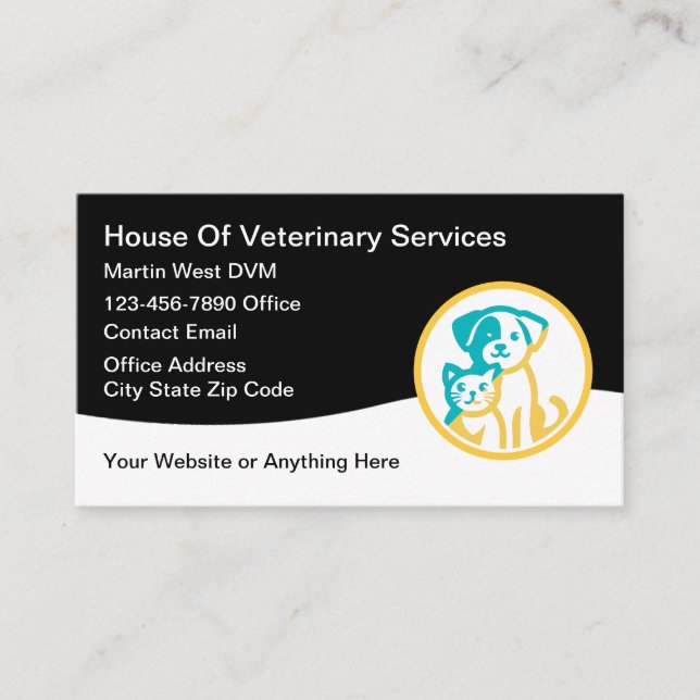 Moderna enkla visitkort för veterinärtjänster  (Framsida)