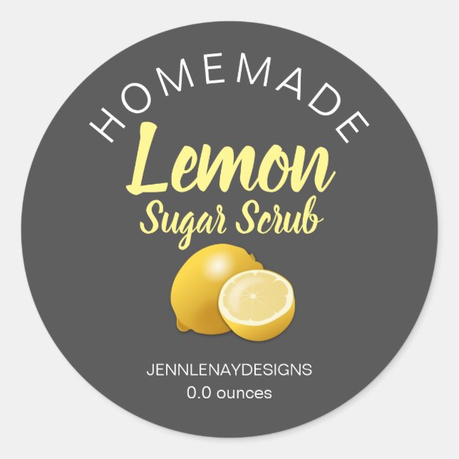 Moderna etiketter för Lemon Sugar SCrub Homemade D (Framsida)