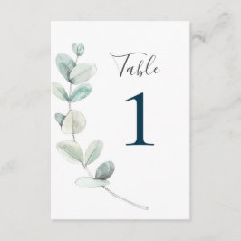 Moderna Eucalyptus-Bordsnummer med vattenfärg Inbjudningar
