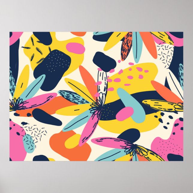 Moderna exotiska djungelväxter illustrerar mönster poster (Framsidan)