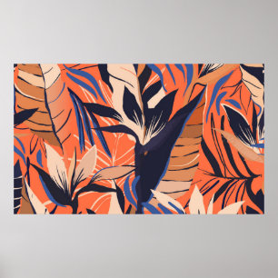 Moderna exotiska djungelväxter illustrerar mönster poster