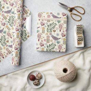 Moderna fåglar och blommor i medelårhundradet Möns Presentpapper