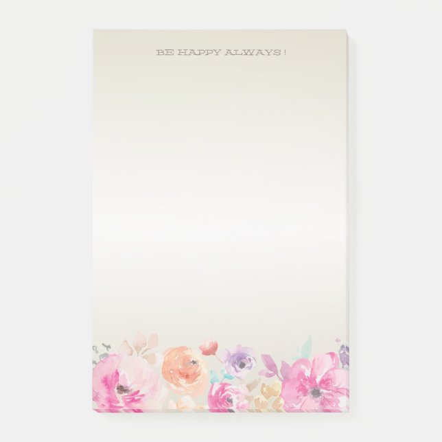 Moderna Färgglada Blommor-Personliga Post-it Block (Framsida)