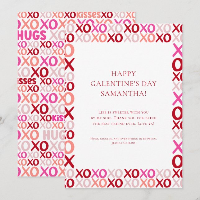 Moderna färgglada kramar och kyssar Galentine's Da Julkort (Fram/baksida)