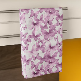 Moderna färgglada rosa fjärilar kökshandduk