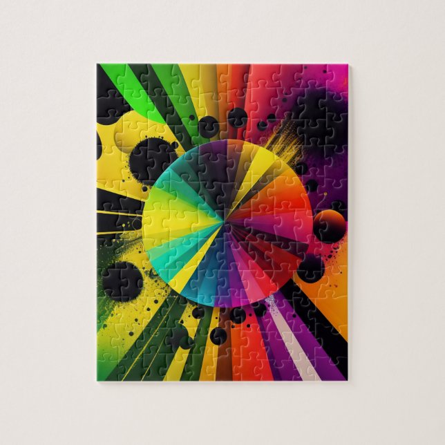 Moderna Färgglada Strålar 3D Abstrakt Geometrisk Pussel (Vertikal)