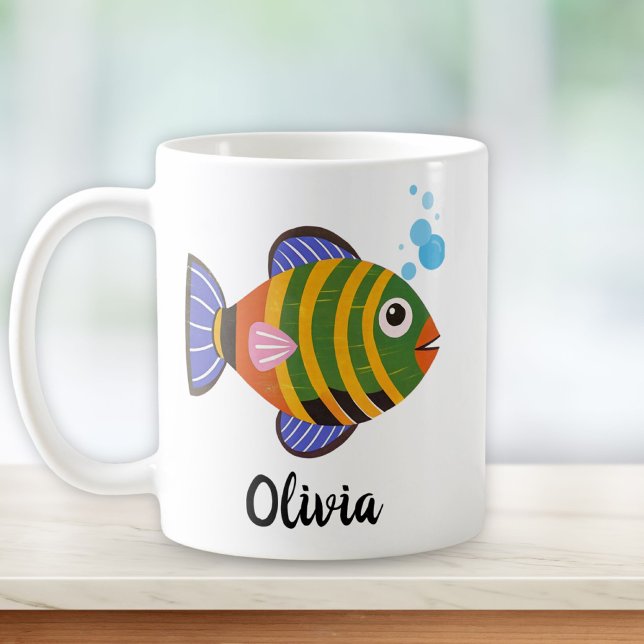 Moderna färgglada tropiska fiskar  kaffemugg (Skapare uppladdad)