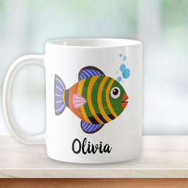 Moderna färgglada tropiska fiskar kaffemugg