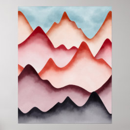 Moderna Färgrika Abstrakt Berg Poster