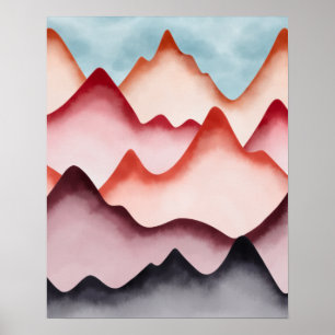 Moderna Färgrika Abstrakt Berg Poster