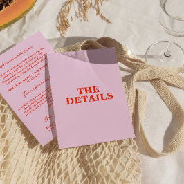 Moderna färgrika Retro Funky Bröllopsdetaljer   Tilläggskort