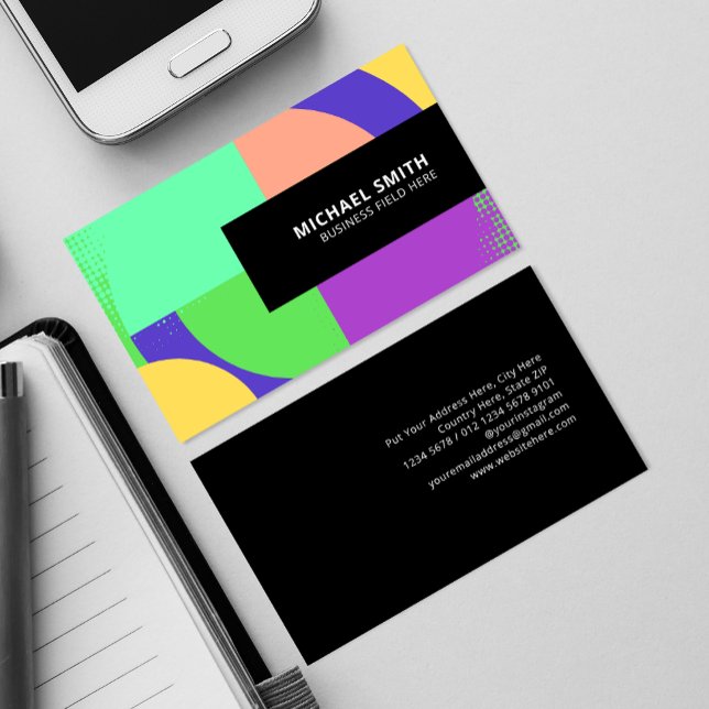 Moderna färgstarka geometriska former visitkort (Skapare uppladdad)