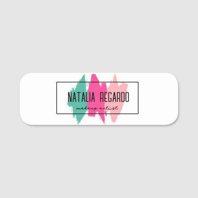 Moderna färgstarka penseldrag Namn bricka Namnbricka (Framsida)