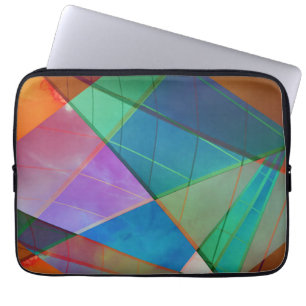 Moderna, färgstarka trianglar, trapezoida former k laptop fodral