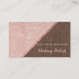 Moderna fauxrosor blänker brun wood kvarterMakeup Visitkort