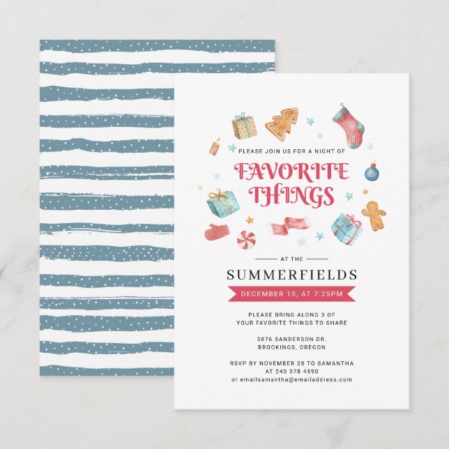 Moderna Favoritsaker Julfirande Inbjudningar (Fram/baksida)