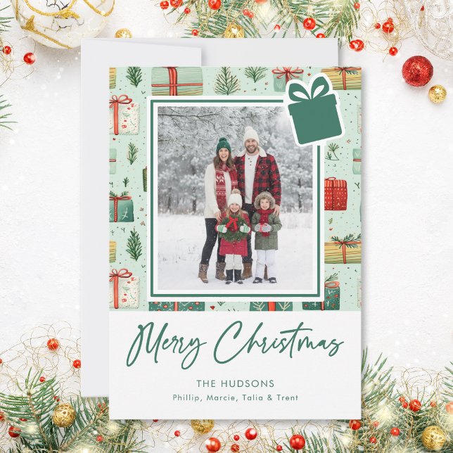 Moderna festliga God Jul-presenter Julkort (Modern Festive Merry Christmas Gifts Holiday Card)