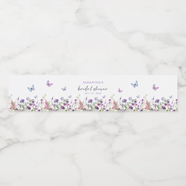 Moderna Fjärilar Bröllopsdusch Vattenflaska Etikett (Singel etikett)