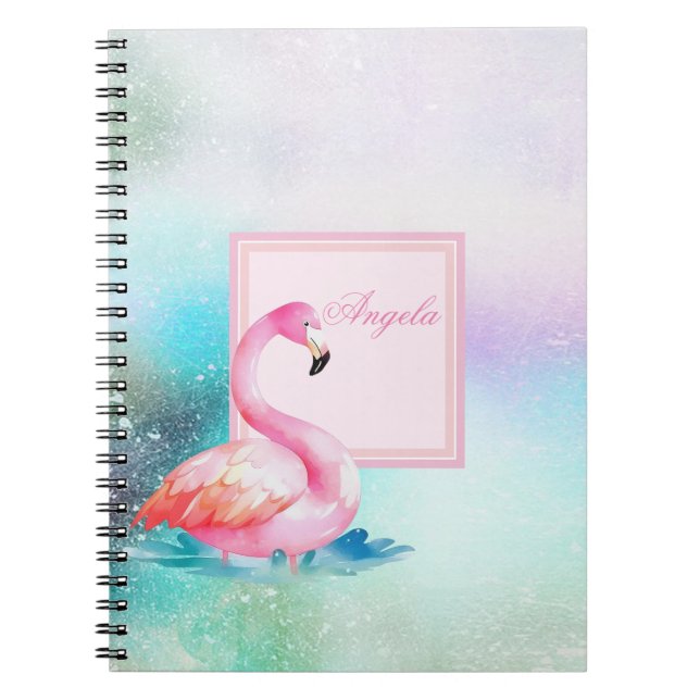 Moderna flickiga färgglada, söta flamingos anteckningsbok (Framsidan)