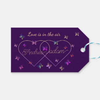 moderna flygande fjärilar hjärta presentetikett