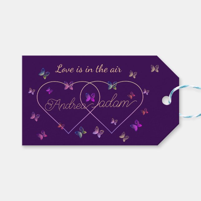 moderna flygande fjärilar hjärta presentetikett (Framsidan (Horisontell))