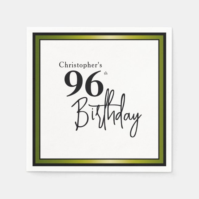 Moderna födelsedagsservetter för 96-årsdag Elegant Pappersservett (Framsidan)