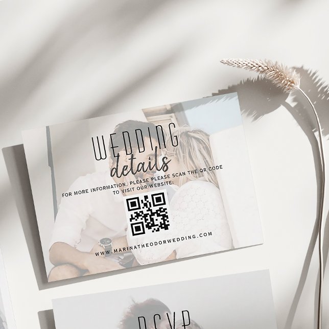 Moderna Foto Bröllopsdetaljer QR-kort Tilläggskort (Skapare uppladdad)