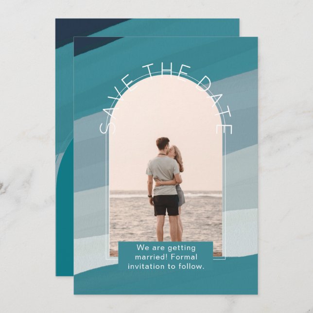 Moderna fotobesparande datuminbjudningar för bröll inbjudningar (Fram/baksida)