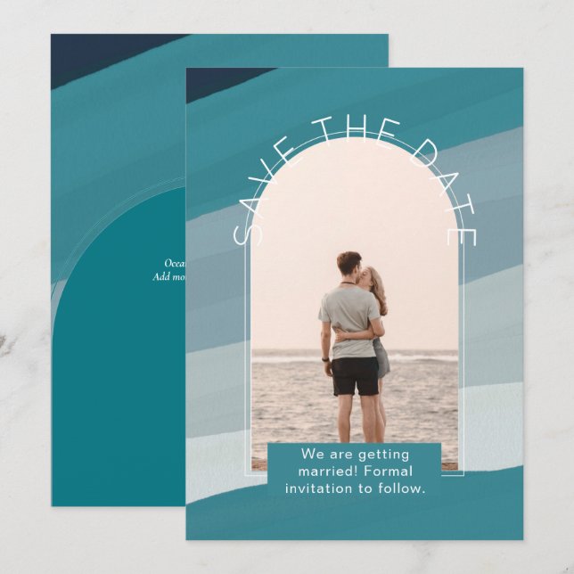 Moderna fotobesparing Bröllopsinbjudan Inbjudningar (Fram/baksida)