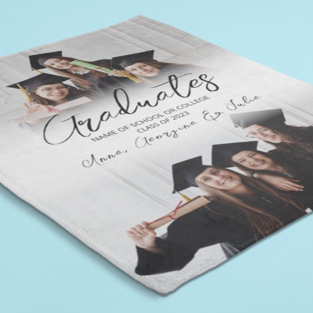 Moderna Fotokollage Vänner Examen Fleecefilt (Skapare uppladdad)