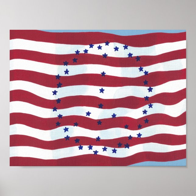Moderna fredsteckenaffischer med USA:s flagga Poster (Framsidan)