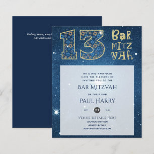 Moderna Galaxy Blue BAR MITZVAH-inbjudningar