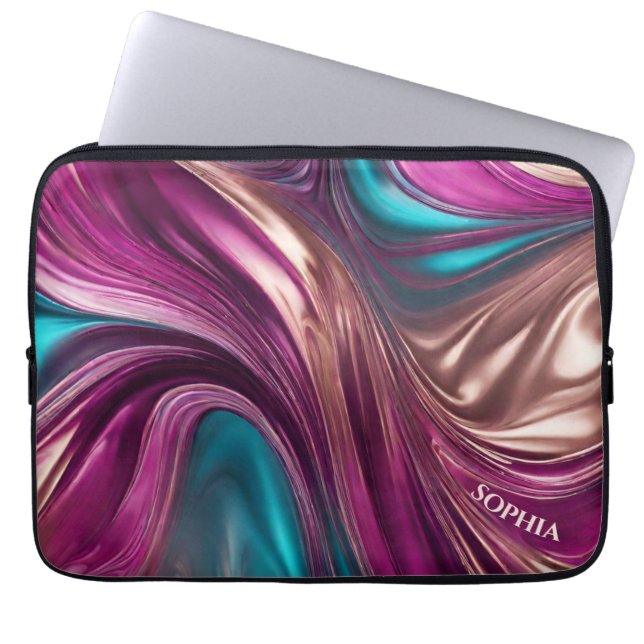 Moderna gåvor till hennes Magenta Turquise och Gul Laptop Fodral (Framsidan)