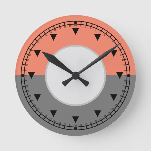 Moderna geometriska cirkelhalvor rund klocka (Framsida)