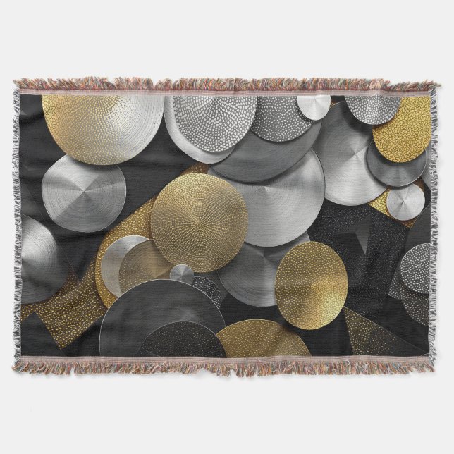 Moderna geometriska cirklar i Guld och Silver Filt (Framsidan)