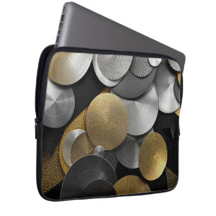 Moderna geometriska cirklar i Guld och Silver Laptop Fodral