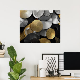 Moderna geometriska cirklar i Guld och Silver Poster