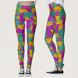 Moderna geometriska färgglada barnleksaks tegelste leggings