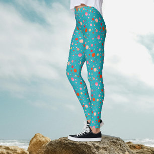 Moderna geometriska färgglada cirklar på turkos leggings