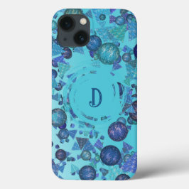 Moderna geometriska former med monogram i blått