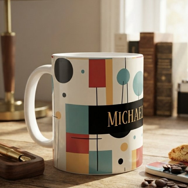 Moderna geometriska former med namn kaffemugg (Skapare uppladdad)