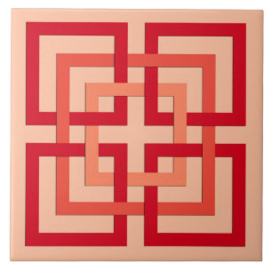 Moderna geometriska kvadrater, korallisk Orange oc Kakelplatta