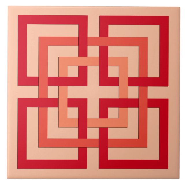 Moderna geometriska kvadrater, korallisk Orange oc Kakelplatta (Framsidan)