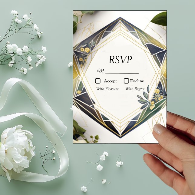 Moderna geometriska med små blommor RSVP-kort OSA Kort (Skapare uppladdad)