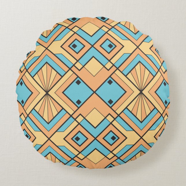 moderna geometriska plattor mönster. Abstrakt art  Rund Kudde (Framsidan)