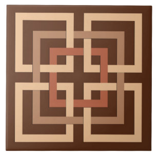 Moderna geometriska rutor, Choklad Brown och Tan Kakelplatta