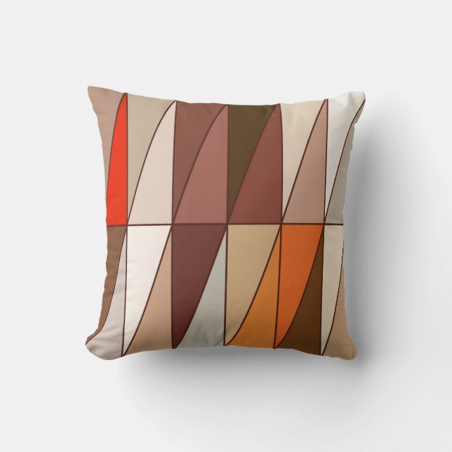 Moderna geometriska trianglar, beige, brunt som är kudde (Framsida)