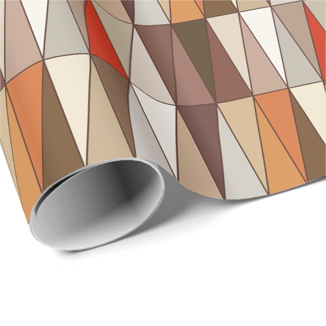 Moderna geometriska trianglar, beige, brunt som är presentpapper (Rullad Hörn)