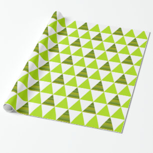 Moderna geometriska trianglar grönt & vitmönster presentpapper