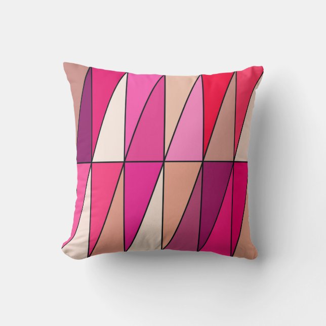 Moderna geometriska trianglar, våld, Rosa och Beig Kudde (Framsida)